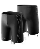 Li-Ning Swimming Trunks for Men, Anti-Embarrassment Knee-Length Swim Shorts, Textured Printed Hot Spring Swimwear for Men, 0161 Black, XL