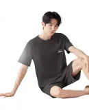 LangSha Spring And Summer New Men's Pajamas, Pure Cotton Sleepwear, Comfortable Antibacterial Anti-Mite Men's Short Pajama Set for Home Wear