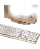 HP GK400Y Mechanical Keyboard with Steam Metal Punk Design, Wired for Office Work, Gaming, And E-Sports, Silver White with Blue Switches, 104 Keys