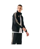 Adidas Jacket for Men And Women, Autumn And Winter Running Sports Stand-Collar Jacket, Warm Sportswear, Black/gold, 3XL