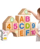 Soumade Large Particle Building Blocks, Wooden Construction Toy, Alphabet And Number Early Education Educational Toy, Birthday Gift, Back-To Present, Holiday Gift