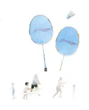 LI-NING Badminton Racket Thunder for Kids Lightweight Racket Seaside Blue/Green Already Strung