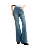 Oulain American-Style Blue Jeans for Women, Spring New Fashion Commuter Retro Flared Pants, Blue, XL