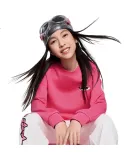 XTEP Children's Clothing, Girls' Breathable And Skin-Friendly Short Pullover Hoodie for Older Kids, Rose Red, 140cm