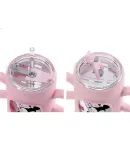 Disney Children's Milk Glass Cup with Silicone Sleeve, Shatterproof, for Boys And Girls, with Scale Markings, Home Use, Straw Cup for Drinking Milk Powder And Water