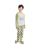 YUZHAOLIN Children's Pajamas, Boys' Spring Home Wear Set, Big Kids Pure Cotton Air Conditioning Clothes, Children's Clothing, Bear Plaid Patter
