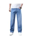 JEEP SPIRIT Jeans for Men, Autumn And Winter New Straight-Leg Men's Jeans, Trendy Long Pants, Men's Style 3009, Light Blue, Size 38