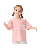 Badibadi Summer Children's Cotton T-Shirt, Baby And Toddler Boys Girls Short Sleeve T-Shirt Top, Pocket Rabbit Design, Size 140