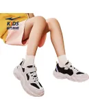 ERKE Children's Shoes, Casual Shoes for Boys And Girls, Lightweight Sneakers for Kids And Teens, Black/painted Gray/micro-Crystal White, Size 36