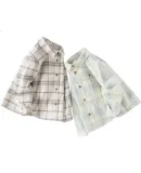 DAVE & BELLA Boys' Dress Shirt, Spring Boys' Shirt Jacket, Plaid Shirt, Children's Top, Kids' Clothing