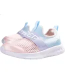 XTEP Children's Shoes, Girls' Slip-On Running Shoes for Older Kids, Breathable Mesh Upper, Light Pink/Cloud Blue, Size 39