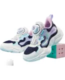 XTEP Children's Shoes, Girls' Toddler Breathable Mesh Leather Rotating Buckle Casual Shoes, Dark Purple/snow Purple, Size 27