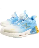 XTEP Children's Shoes, Boys' Big Kids Leather And Mesh Spliced Rotating Buckle Running Shoes, Sail White/North Carolina Blue, Size 40