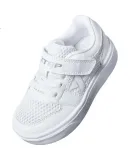 XTEP Children's Shoes, Boys And Girls Toddler Mesh Leather Velcro Healthy Shoes, New White, Size 22