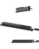 PHILIPS PDU Cabinet Socket Home Desktop Gaming Power Strip 6 Outlets Overload Protection Master Switch 1.8m Spring Cord Power Strip Adjustable Height for Under-Desk Use, Extendable Power Strip/extension Cord
