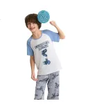 Aimer Kids Girls' Pajama Set, Milk Skin Fabric, 3A Antibacterial Short-Sleeve Sleepwear/pajama Pants, Single Piece, Boys' Pajamas - Dinosaur Pattern, Size 130