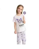 Aimer Kids Girls' Pajama Set, Milk Leather Fabric, 3A Antibacterial Short-Sleeve Sleepwear/pajama Pants, Single Piece, Women's Sleepwear, White Coolomi, Size 170