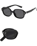 Boshide Children's Sunglasses, Foldable Sunglasses, UV Protection Sunglasses for Boys And Girls, Fashionable, Obsidian Black And Gray Lenses