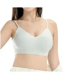 Skechers Women's V-Neck Bra, Wireless, Lightweight, Antibacterial, Push-Up, Gathered, Sports Bralette, Camisole Style