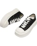Gongjigongji Meng Ziyi Same Style Thick-Soled Canvas Shoes, Women's Casual Shoes, Square-Toe Sneakers, Comfortable Height-Increasing Canvas Shoes, Men's Shoes