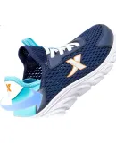 XTEP Children's Shoes, Breathable Mesh Upper, Large Mesh Holes, Non-Slip Slip-On Running Shoes, Deep Blue/bay Blue, Size 40