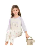 YING BO LUN Summer Thin Girls' Pajamas Children's Three-Quarter Sleeve Loungewear Girls' Air Conditioning Wear 20906 Pink And White 140