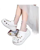 CROCS (Crocs) Unisex Puff Clog Sandals, Outdoor Casual Fashion Platform Slip-On Beach Shoes, 207521-100, Size 39-40