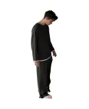 Caramella Men's Loungewear Spring And Autumn Pure Cotton Waffle-Textured Long-Sleeve Pajama Set, Suitable for Outdoor Wear, Men's Pajamas