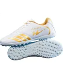 Shuangxing Soccer Shoes for Men TF Turf Cleats Adult Youth Non-Slip Wear-Resistant Professional Competition Training Football Boots Cleats White Gold Size 44