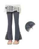 Disney Girls' Pants, Spring And Autumn Style, Fashionable Straight-Leg Trousers for Girls, Slightly Flared Wide-Leg Pants, Flared Pants DL110023, Gray 130