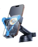 Baseus Car Phone Holder, Solar-Powered Electric Clamp, Suction Cup Design for Dashboard, Universal Fit for 2025 New Models