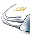 Baseus Apple Data Cable, Three-In Type-C Android Phone Charging Cable, 3.5A Three-In Suitable for IPhone 17/16, Xiaomi, Huawei, Honor, Samsung, 1.2 Meters Black