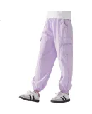 Disney Girls' Cargo Pants, Summer Lightweight, Cool-Feeling Trousers, Ice Silk Children's Mosquito-Repellent Pants TD2EK001, Light Purple, Size 120
