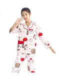 Jiusuiban Children's Pajamas Girls Class A Pure Cotton Button-up Homewear Set Big Kids Teen Girls Pink Long Sleeve Long Pants
