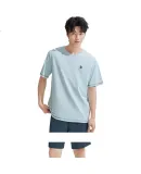 Hodo Men's Pajamas, 7A Antibacterial Cooling, 100% Xinjiang Cotton, Mugwort Mosquito Repellent, Short-Sleeve Couple's Pajama Set