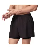 ANTA Men's Double-Layer Swim Shorts, Knee-Length, Anti-Embarrassment, Quick-Drying, Breathable Shorts, Beach Shorts, Outdoor Swim Shorts for Men, Black XL