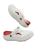 XTEP Sports Sandals for Men, Dual-Use Outdoor Beach Shoes, Soft And Bouncy Thick-Soled Hole Shoes for Men A030 White And Red 44-45