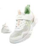 XTEP Children's Shoes Boys' Mesh Patchwork Velcro Sports Running Shoes Sail White/Terrace Green 40