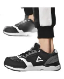 PEAK Safety Shoes Steel Toe Anti-smash Anti-puncture Breathable Mesh Comfortable Four Seasons Black LR72218 Size 45