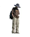 LOMBT American-Style Functional Paratrooper Cargo Pants for Men, Mountain-Style Water-Repellent Loose Versatile Straight Casual Pants LZ06 Khaki L