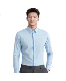ROMON [Bamboo Fiber] Men's Shirt, Summer Business Casual Commute Everyday Versatile Easy-Care Long Sleeve Shirt, White, Size 40
