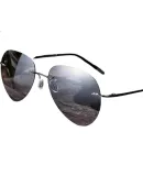 GOGOSOON Frameless Sunglasses for Men, Polarized Driving Pilot Frog-Eye Glasses, Ultra-Light Sunglasses, Specialized for Driving, Photochromic Glasses