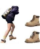 CAMEL [Shanyue] Women's Work Boots, Trendy Thick-Soled Martin Boots, L25W076018, Apricot Color (Suede), Size 38