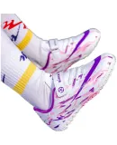 Shuangxing Children's Soccer Shoes with Velcro, TF Turf Studs, Spring And Autumn Non-Slip Wear-Resistant Competition Training Student Shoes, Pink And Purple, Size 34