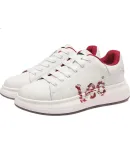 Lee Classic White Sneakers for Men And Women, Versatile Casual Shoes, Fashionable Low-Top Sneakers, Deep Wine Red - Men's Style, Size 38