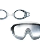 PEAK Large Frame Swimming Goggles for Adults, Men And Women, High Definition Waterproof Anti-Fog with Integrated Earplugs, Professional Diving Swimming Glasses, Black