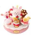 Jollybaby Baby Birthday Cake Pull-Out Toy, Children's Plush Toy, First Birthday Gift, Full Moon Gift for Girls Aged 3-6, Simple Rabbit Desig