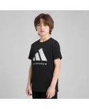 Adidas Kids T-Shirt 2026 Summer New Outdoor Sports Casual Short Sleeve T-Shirt Black/White 152