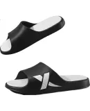 XTEP Women's Slide Sandals, Outdoor Couple Style, Soft And Bouncy Sports Slippers for Women, EA050, Black And White, Size 38-39