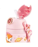 Fisher-Price Children's Insulated Cup, 316 Stainless Steel, Pop-Up Lid, Straw Cup, Fisher-Price 3D Rocket Design, Elementary School Student Water Cup, 300ML, Pink